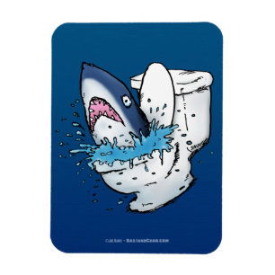 Toilet Shark Funny Blue Tecknad Magnet