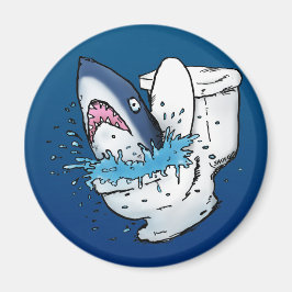 Toilet Shark Funny Blue Tecknad Magnet