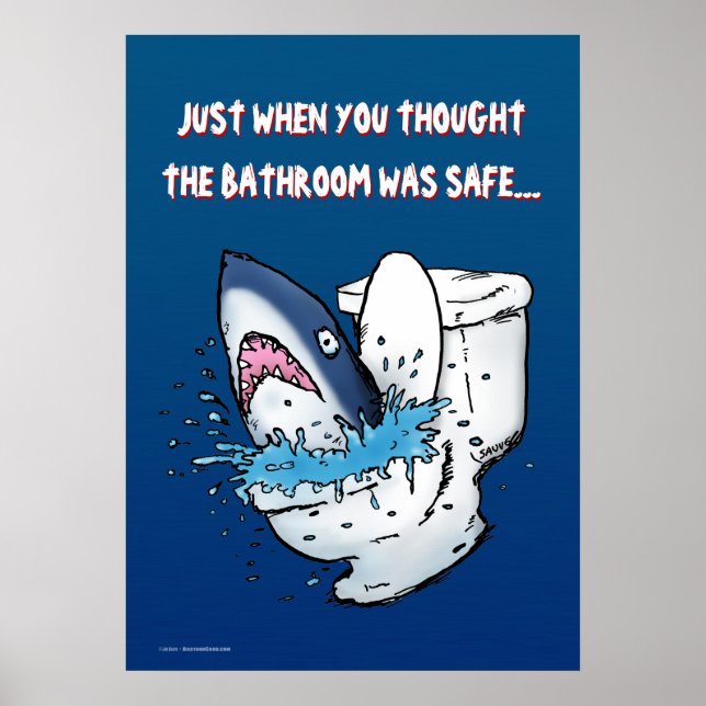 Toilet Shark Funny Poster (Framsidan)