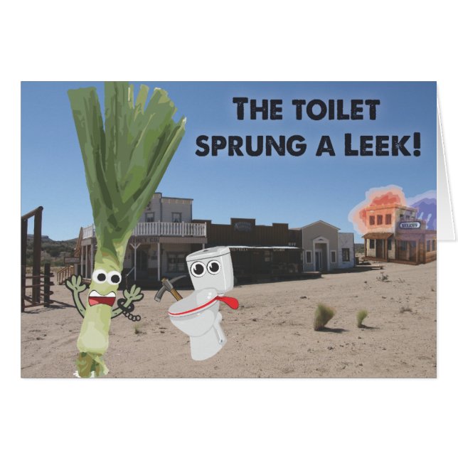 Toilet Sprung a Leek! Hälsningskort (Framsidan Horizontal)