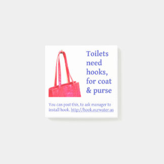 Toilets need hooks, for coat & purse-Post-It Notes Post-it Block