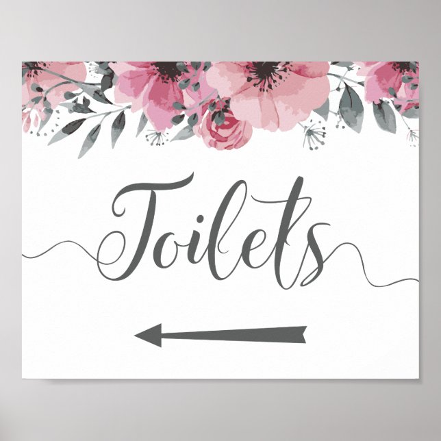 Toilets skylt. Lämnat pilriktningar. Poster (Framsidan)