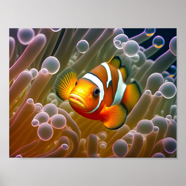 Töjd fisk i sjön Anemone Poster (Framsidan)
