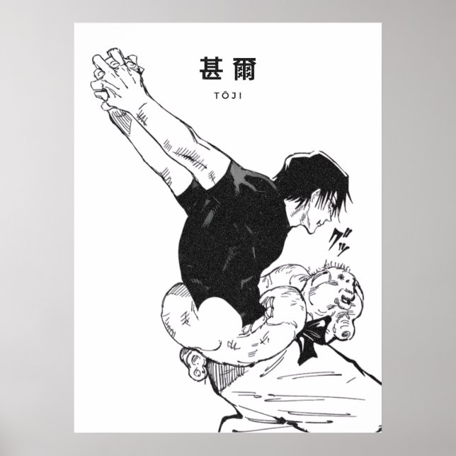 Toji Fushiguro Poster – Dark Anime Monochrome (Framsidan)