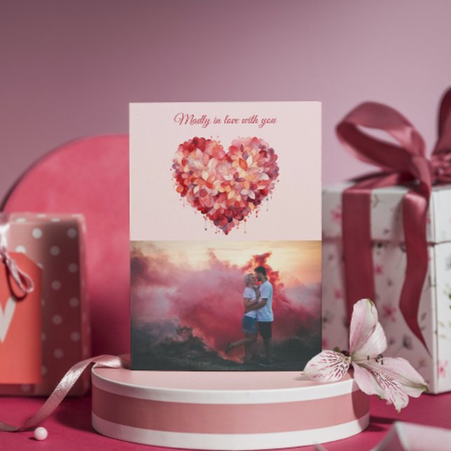 Tok förälskad | Blommigt hjärta | Anpassad bild Julkort (Skapare uppladdad)