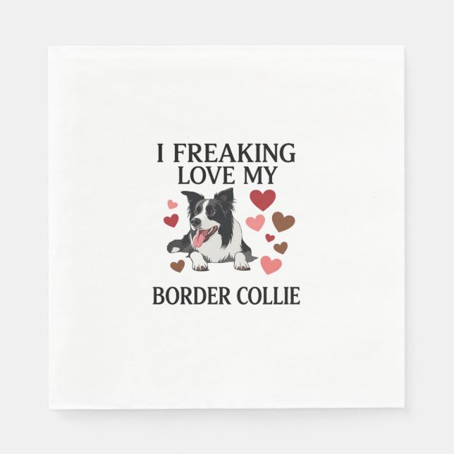 Tokar kärlek till Border Collie Hund Hjärtan_1 Pappersservett (Framsidan)