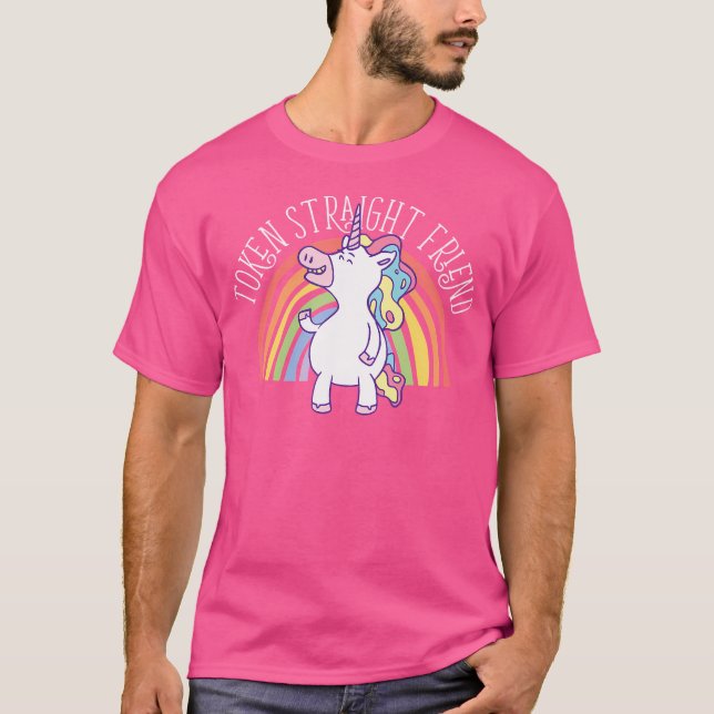 Token hetero vän Lgbtq allierad Gay Pride regnbåge T Shirt (Framsida)
