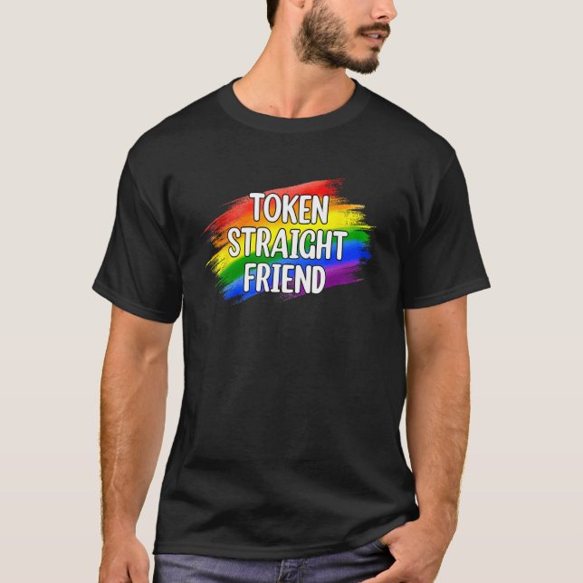 Token Rak Friend Rainbow Färg T Shirt (Framsida)