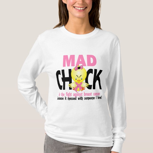 Tokig chick i slagsmålbröstcancern tee shirt (Framsida)