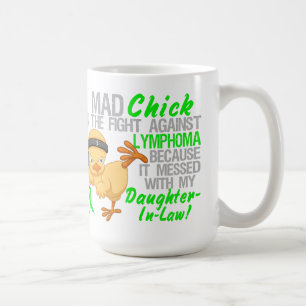 Tokig chick röra med lymfkörtelcancer för kaffemugg