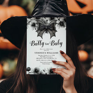 Tokig för Baby Gothisk Halloween Baby Shower Inbjudningar