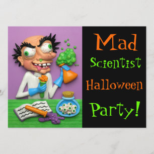 Tokig forskarehalloween fest inbjudningar