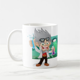 Tokig forskarelabbtecknad kaffemugg