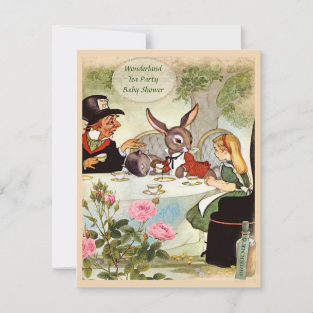 Tokig hatters baby shower för Teaparty Inbjudningar (Framsida)