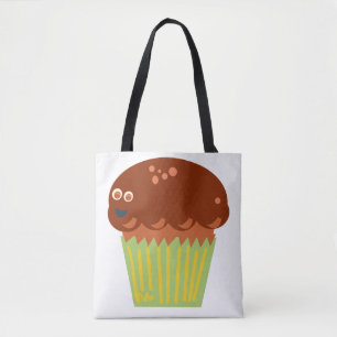 Tokig i en jätte-muffins tecknad kul tygkasse