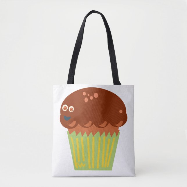 Tokig i en jätte-muffins tecknad kul tygkasse (Framsida)