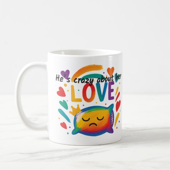"Tokig i henne" Pride-mugg | Regnbåge HBTQ+ Kärlek Kaffemugg (Vänster)