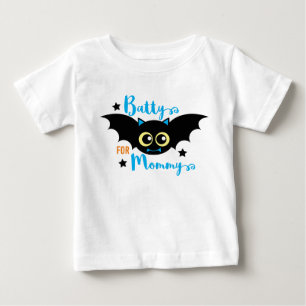 Tokig i Mamma Söt 1:a Halloween Blå Fladdermus T Shirt