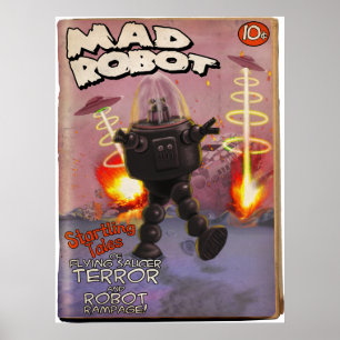 Tokig robotträmassa täcker affischen poster