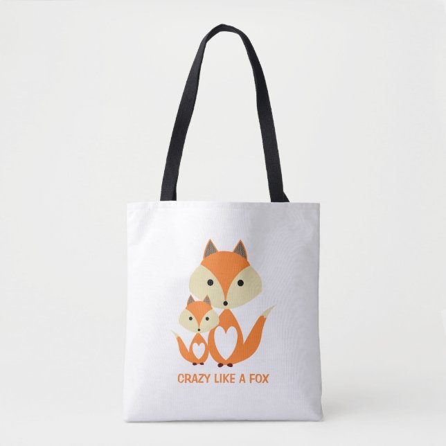 Tokig som en räv, orange räv burlap tygkasse (Framsida)