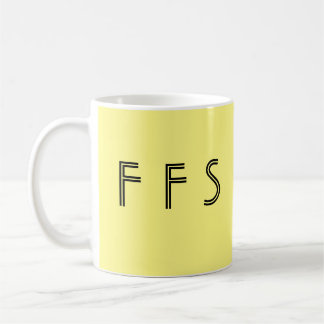 Tokig svart för gult "för LOL-" "FFS-" minimalist Kaffemugg