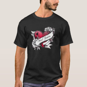 Tokig utslagsplats för snilletatueringhjärta t shirt