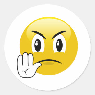 Tokiga Emoji för stopp rätt där klistermärkear Runt Klistermärke