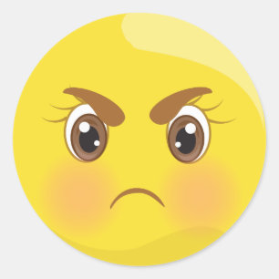 Tokiga & ilskna Emoji ansikteklistermärkear Runt Klistermärke