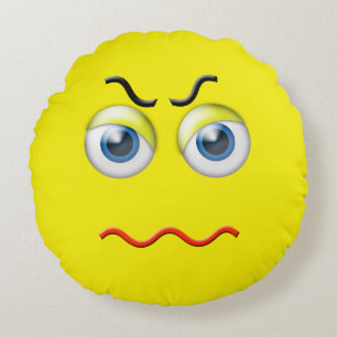 Tokiga ilskna Emoji Rund Kudde