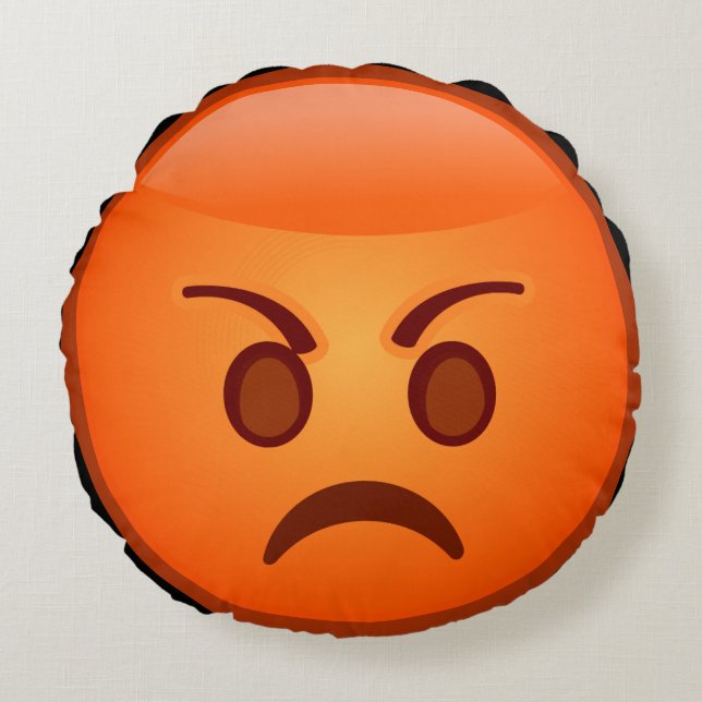 Tokigt Emoji ansikte Rund Kudde (Framsidan)