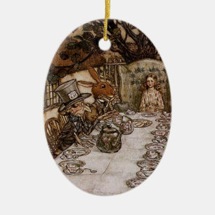 Tokigt HatterTeaparty vid den Arthur Rackham Julgransprydnad Keramik