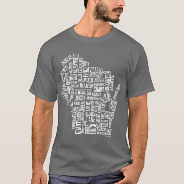 Tokigt om Wisconsin (grå färg) Tee (Framsida)