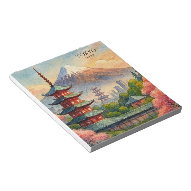 Tokio Japan Stadssiluett Akvarell Souvenir Anteckningsblock (Vinklad)