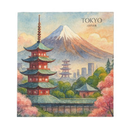 Tokio Japan Stadssiluett Akvarell Souvenir Anteckningsblock