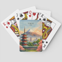 Tokio Japan Stadssiluett Akvarell Souvenir Casinokort