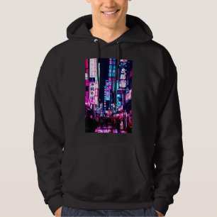 Tokios gator Japan Natt Scen Med Ljus - V Hoodie