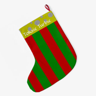 Toksie Turbie jul grön röd randig Stor Julstrumpa