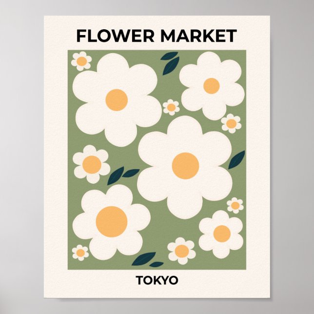Tokyo Abstrakt Flowers för Retro Blommigt Flower M Poster (Framsidan)
