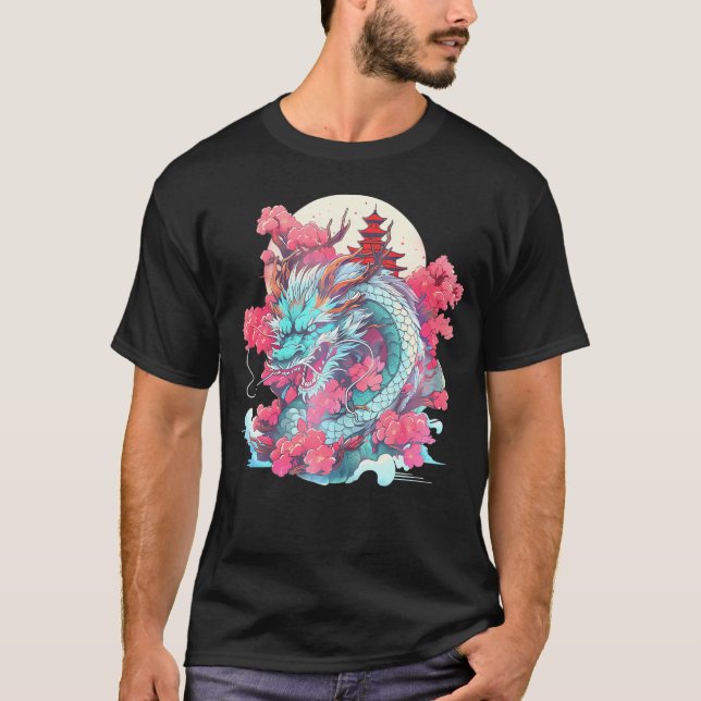 Tokyo Asian Inspired 80S Japanska draken T Shirt (Framsida)