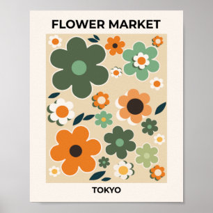 Tokyo Blommigt Art Retro Flowers Poster