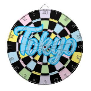 Tokyo Blue Text på Black and Pastel Färg Darttavla