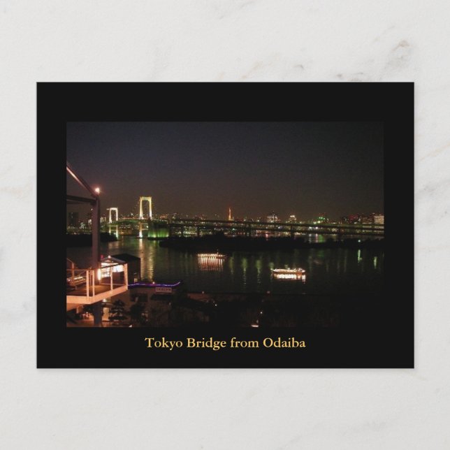 Tokyo Bridge från Odaiba, Tokyo Japan Vykort (Framsida)