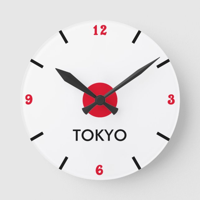 Tokyo Capital of Japan time zon minimalist Rund Klocka (Framsida)