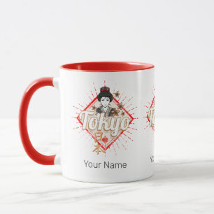 Tokyo City Japan Retro Geisha Vintage Flower Mugg