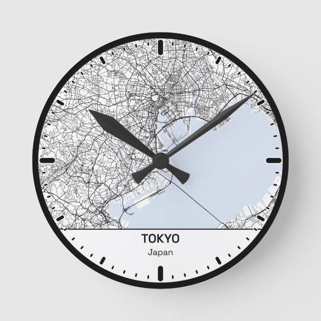 Tokyo Clock City Line Art Rund Klocka (Framsida)