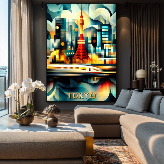 Tokyo Cubist Lights – Modern geometrisk stadsbild Poster (Skapare uppladdad)