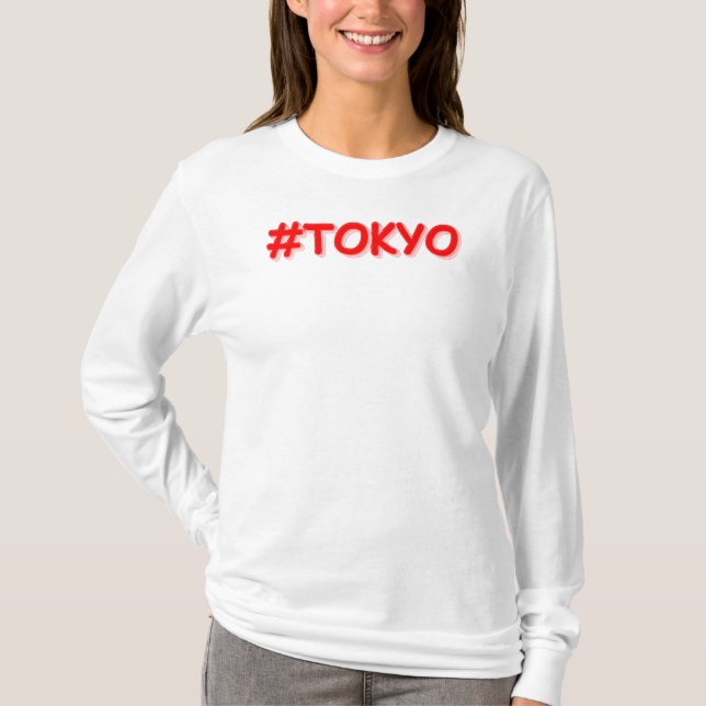 "#Tokyo" Cute Design Köp nu T Shirt (Framsida)