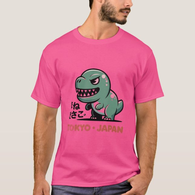 "Tokyo Dino" - Sött retro-japanskt monsterdesign T Shirt (Framsida)