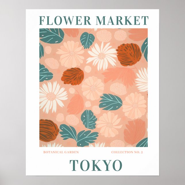 Tokyo Flowers botaniska moderna blomstermarknad Poster (Framsidan)
