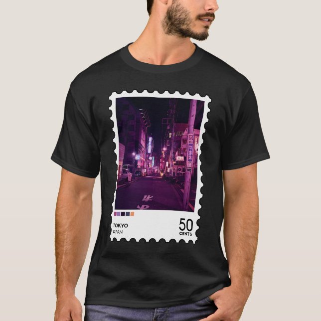 Tokyo Frimärke T Shirt (Framsida)
